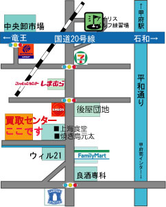 地金買取センターまでの地図です